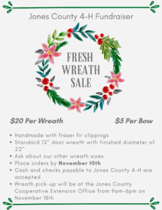 Cover photo for Jones County 4-H Fresh Wreath Fundraiser