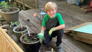 Charles in his container garden