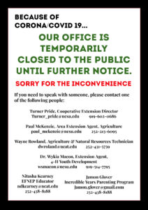 Cover photo for N. C. Cooperative Extension - Vance County Center Closed to Public