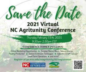Save the Date, 2021 Virtual NC Agritunity Conference