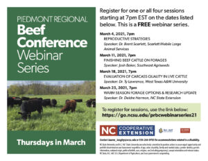 Cover photo for 2021 Piedmont Regional Beef Conference Webinar Series