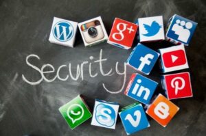 Security with blocks representing online dangers