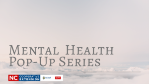 Cloud background with words "Mental Health Pop-Up Series" and pour logo