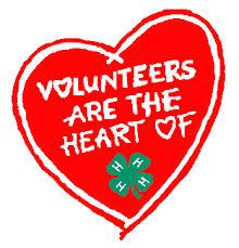 Red Hearts with "Volunteers are the heart of 4-H" written inside