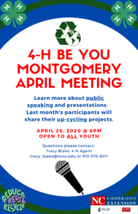 Cover photo for 4-H Be You Montgomery April Meeting