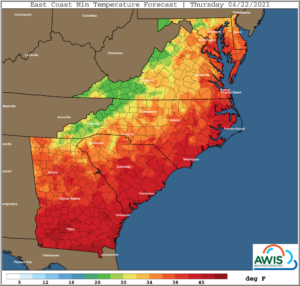 Cover photo for AWIS Weather Forecast: Frost Risk Apr 22-23