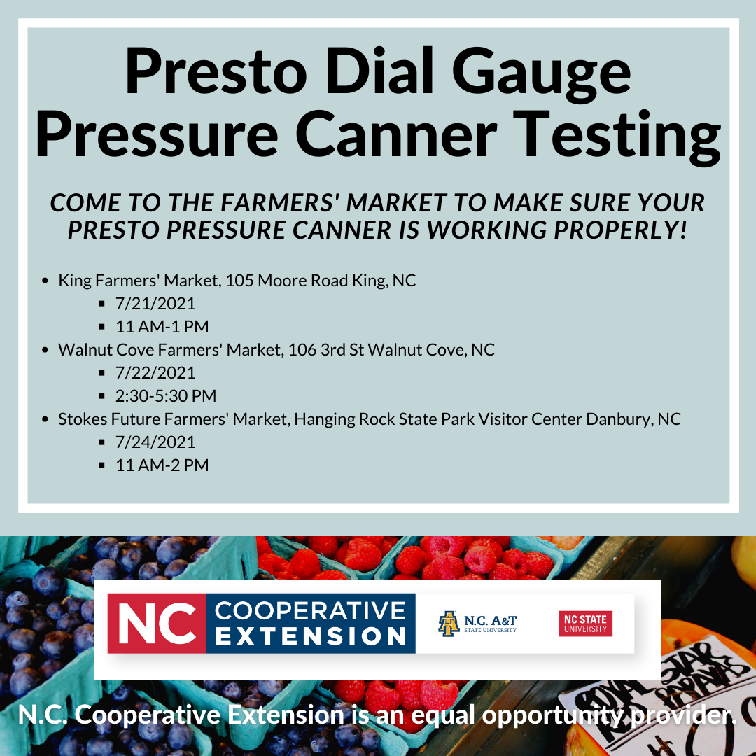 Presto Dial Gauge Pressure Canner Testing N.C. Cooperative Extension