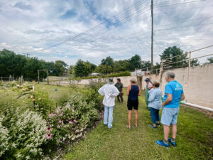 people in a garden