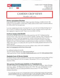 Cover photo for Camden Crop News: December 29, 2021