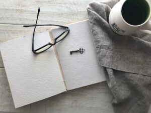 Notebook and coffee