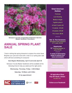 Cover photo for Sampson County EMGV Spring Plant Sale