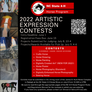 Cover photo for 2022 NC 4-H Horse Program Artistic Expression and Creative Writing Contests