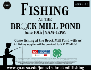 come fishing at the brock mill pond with us! All fishing supplies provided by NC Wildlife! FREE!