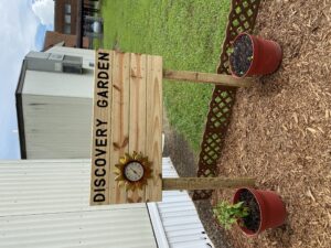 Wooden sign for a garden