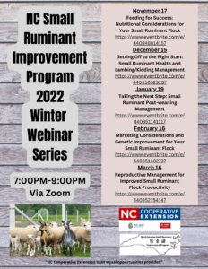 Cover photo for NC Small Ruminant Improvement Program Winter Webinar Series