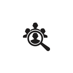 Magnifying glass looking at individual