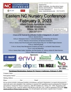 Cover photo for February 9, 2023 Eastern NC Nursery Conference Registration Now Open