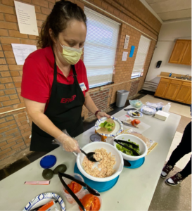Educator preparing food