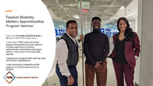 his is an awesome new program that provides hands-on working experience to diverse professionals interested in pursuing a career in the tourism and hospitality industry. Successful completion of the 600 hour rotational apprenticeship concludes with placement in a position with one of the organizations the apprentice works with. Potential Apprentices will receive an opportunity to choose a tourism, hospitality, events, venue or sports career path that aligns with their professional career goals. The Tourism Apprentice Career Track (TACT) is comprised of three distinctive tracks: a Destination Track, a Sports Track, and a Meetings & Events Track.