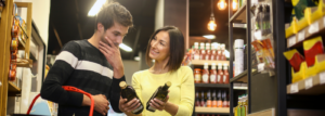 couple buying olive oil