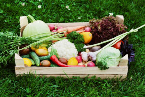 Vegetables in crate