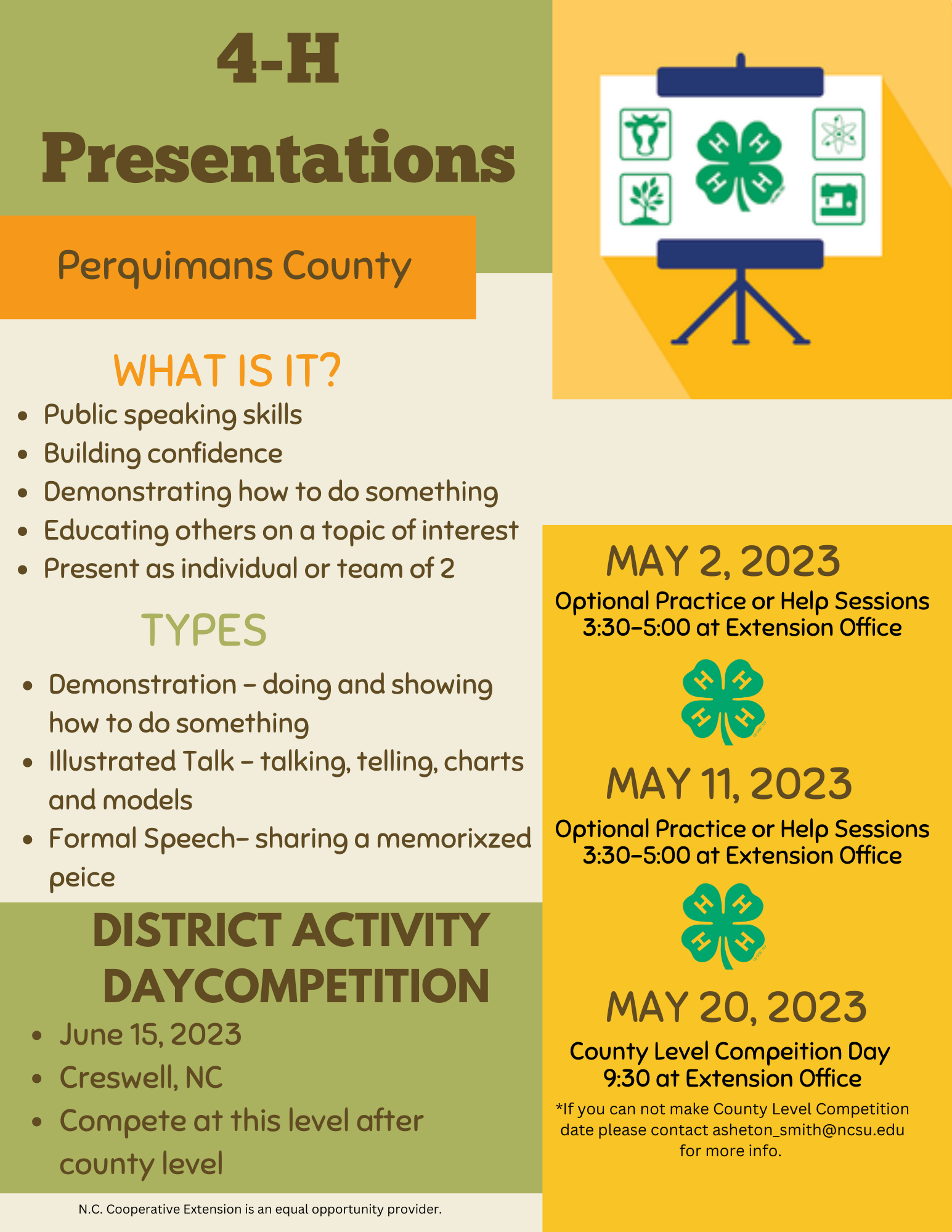 Perquimans 4H Presentations N.C. Cooperative Extension