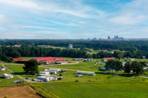 NC State Farms with downtown Raleigh in background