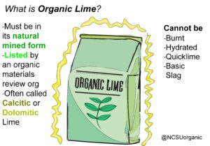 illustration of bag of organic lime with text