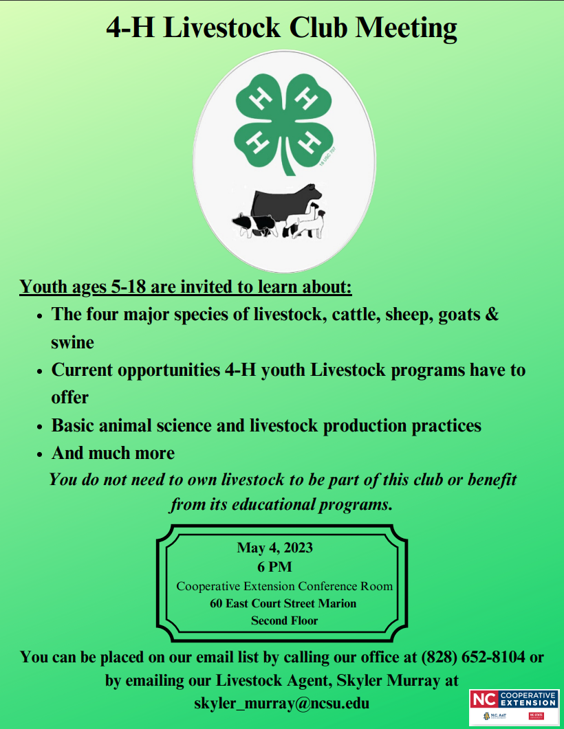 4H Livestock Club Meeting N.C. Cooperative Extension