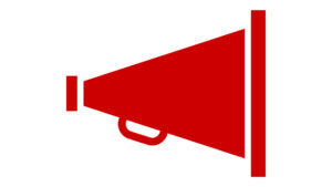 A red megaphone icon from NC State University