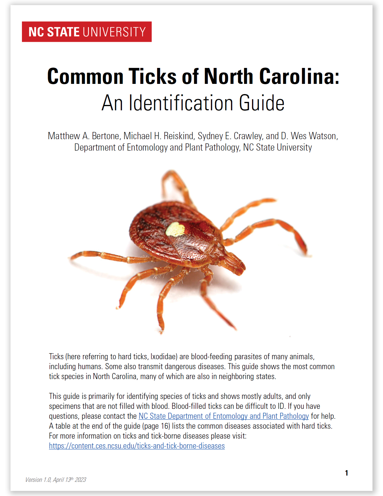 What’s That Tick? New Identification Guide to Species in North Carolina