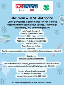 A blue flyer with details about upcoming STEAM program
