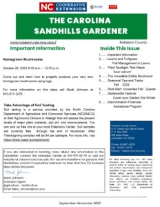 Cover photo for Fall 2023 Edition of “The Carolina Sandhills Gardener” Horticulture Newsletter Is Here