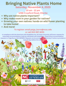 Flyer with information about Native Plant Workshop event