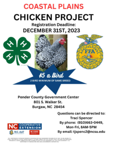 Cover photo for Pender County 4-H Coastal Plains Chicken Project