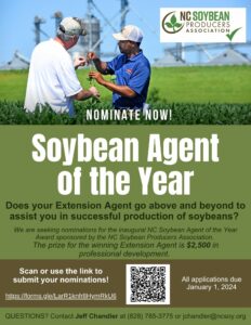 Cover photo for Seeking Nominations for Soybean Agent of the Year by 1/1/24