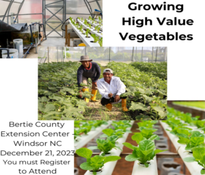 High tunnel with vegetables growing and growers smiling