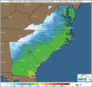 Cover photo for AWIS Weather Advisory: Winter Freeze This Weekend (Jan 20-22)