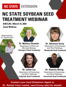 Cover photo for NC State Soybean Seed Treatment Webinar on 3/12