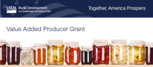Value added Grant logo and bottle of canned foods