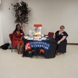 Toniqua Young, 4H Agent and Rebecca Jinnette, Digital Skills Educator sitting at a round table