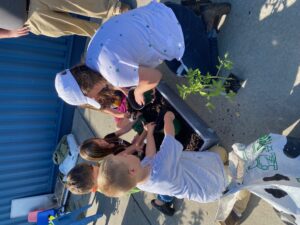 children planting a garden