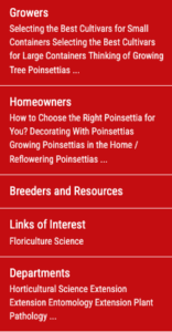 Screenshot of Poinsettia website menu