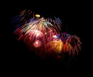 fire works in a black sky