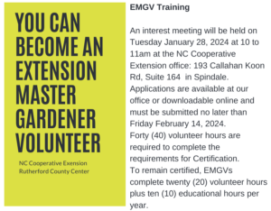 flyer for Rutherford County EMGV Course