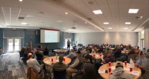 Farmers at a production meeting