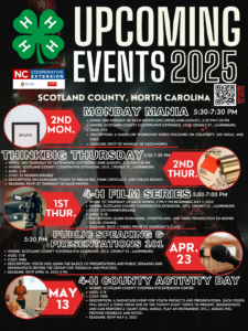 2025 4-H Upcoming events flyer