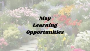 flower garden with the words "May Learning Opportunities"