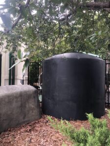 A large-scale rainwater harvesting cistern at the New Hanover County Arboretum