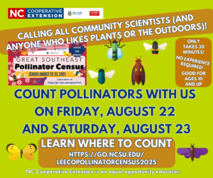 Cover photo for Help Lee County Count Pollinators in the 2025 Great Southeast Pollinator Census!